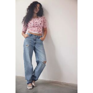 NWT | Free People Rosie Posie Cute Pink Floral Ruched Smocked | SIZE XS